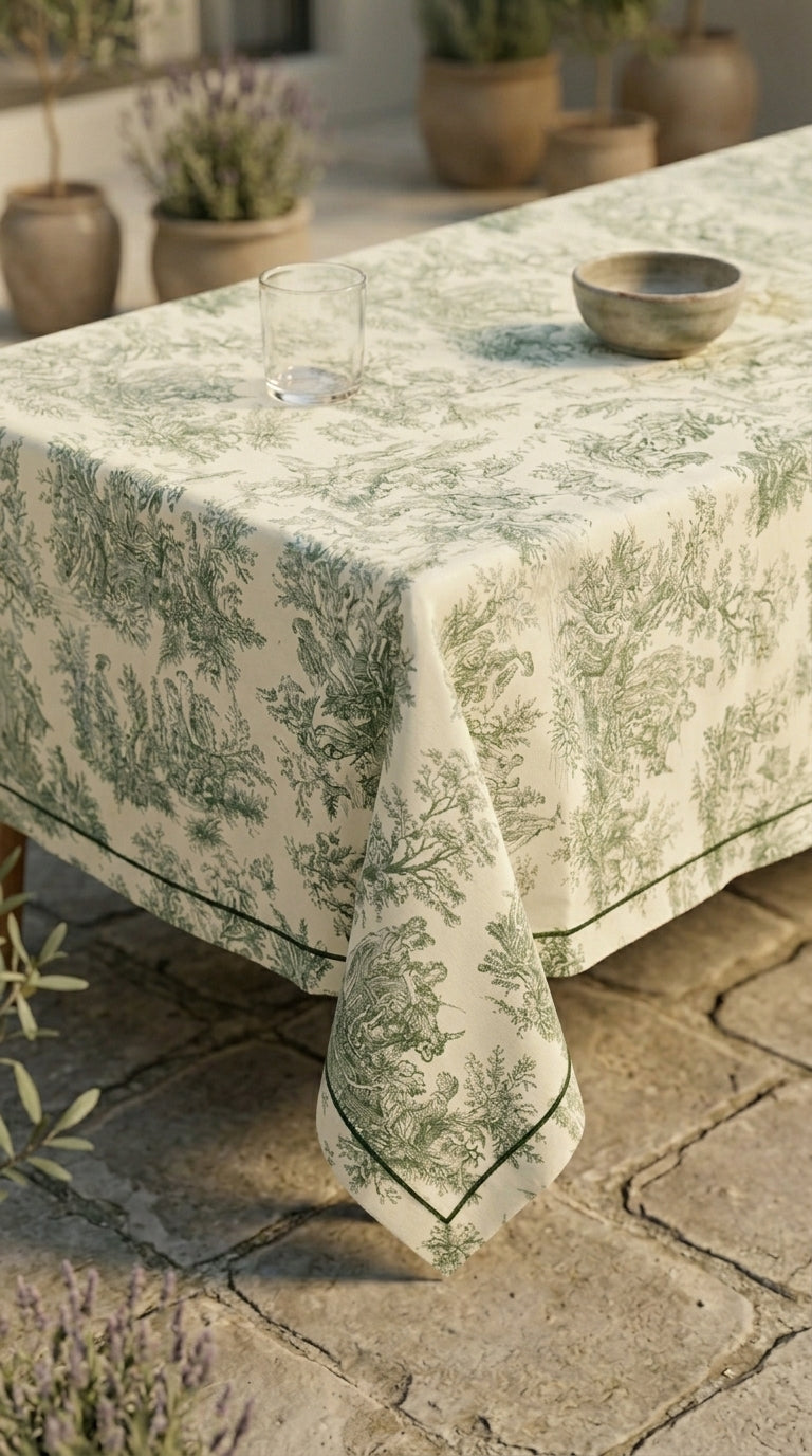 Toilea Verde Embroidered Masa Örtüsü