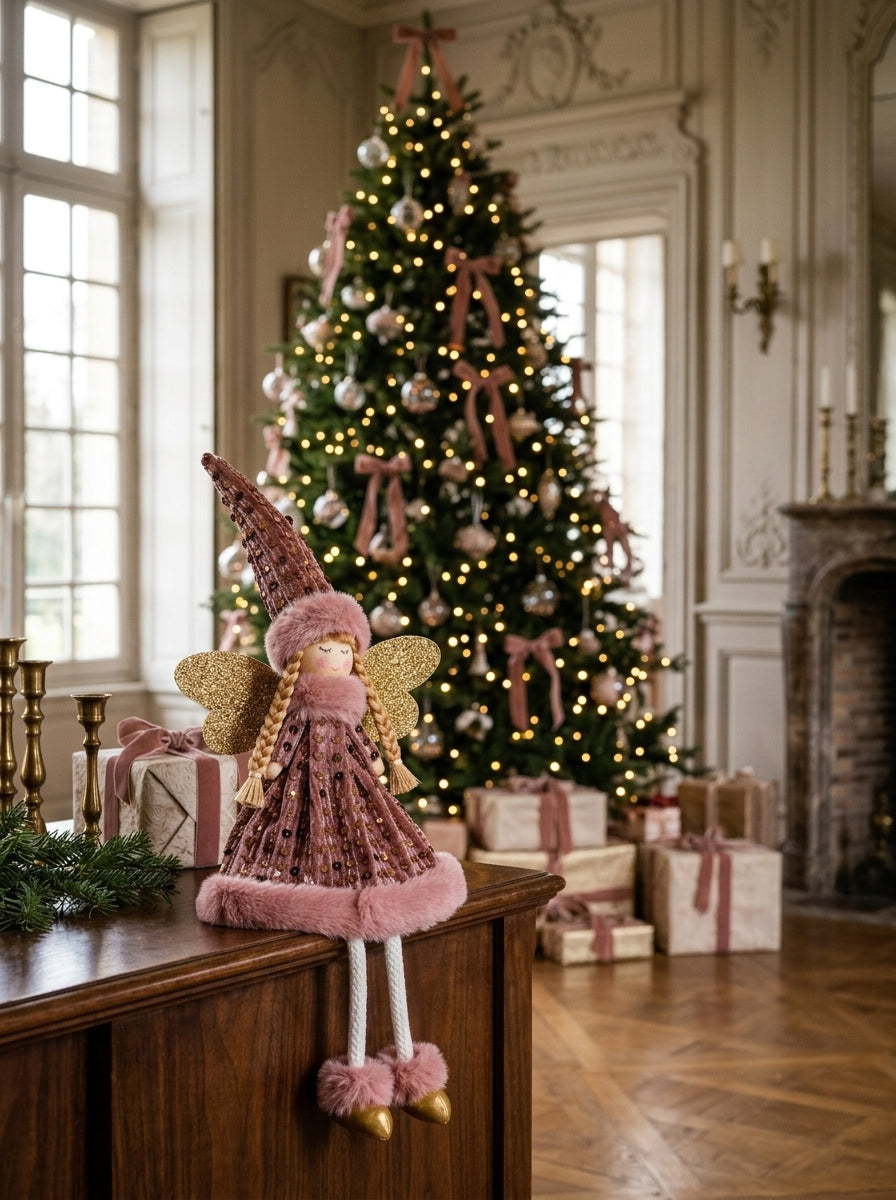 Rosé Enchanted Fairy – Mercan Pembe Işıltılı Yılbaşı Perisi - 45 CM