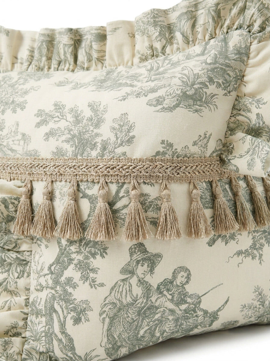Toile Verde Ruffle Yastık