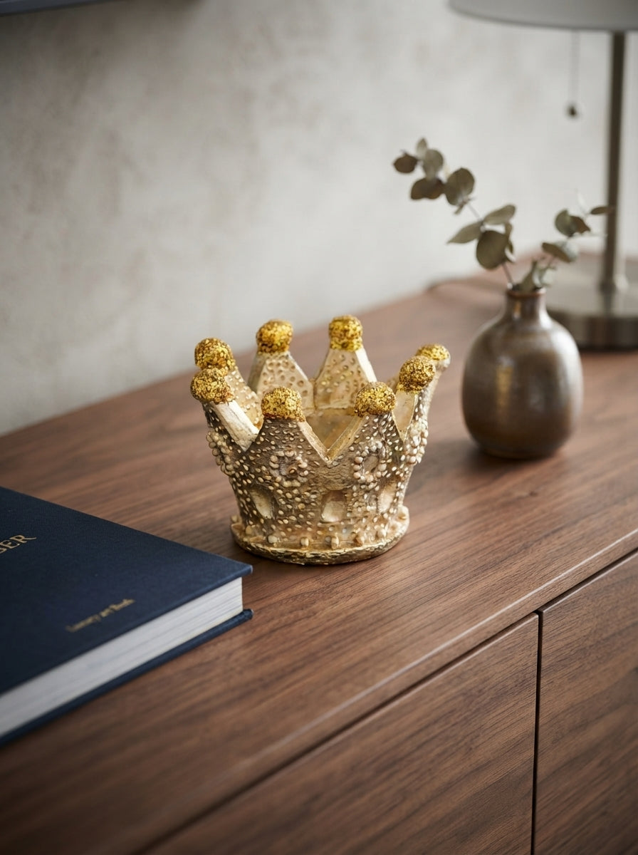 Golden Crown Glitter 3D Dekoratif Yılbaşı Mumu