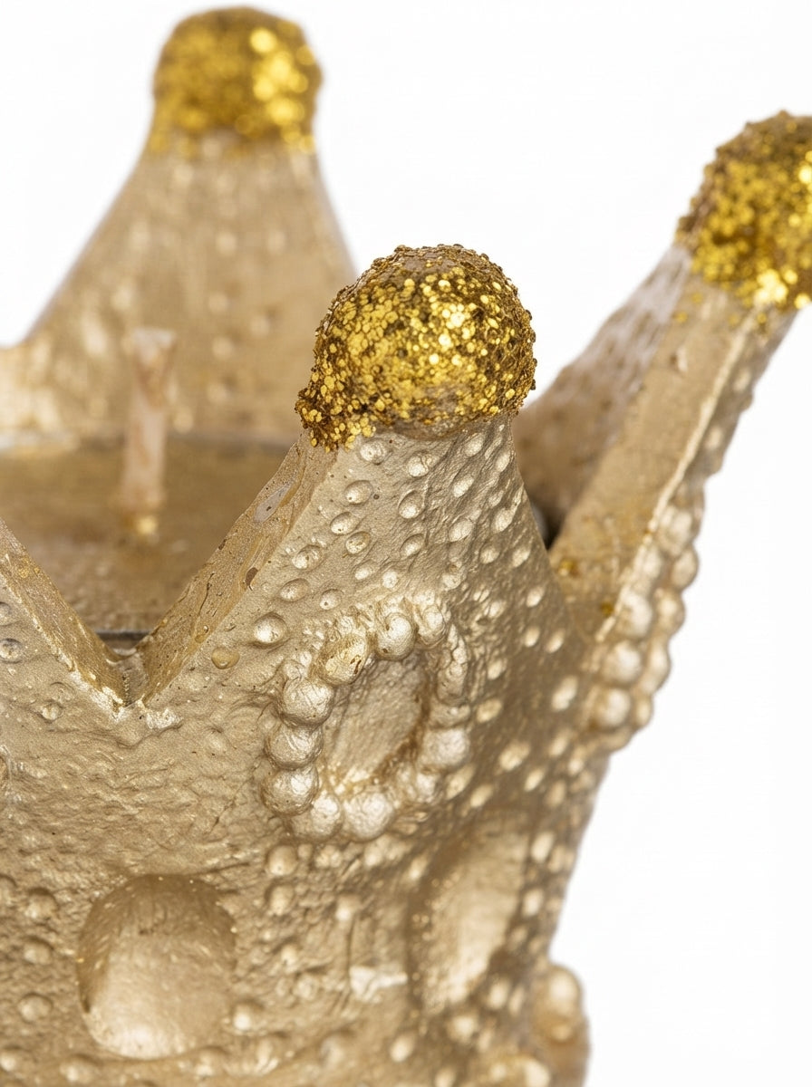 Golden Crown Glitter 3D Dekoratif Yılbaşı Mumu