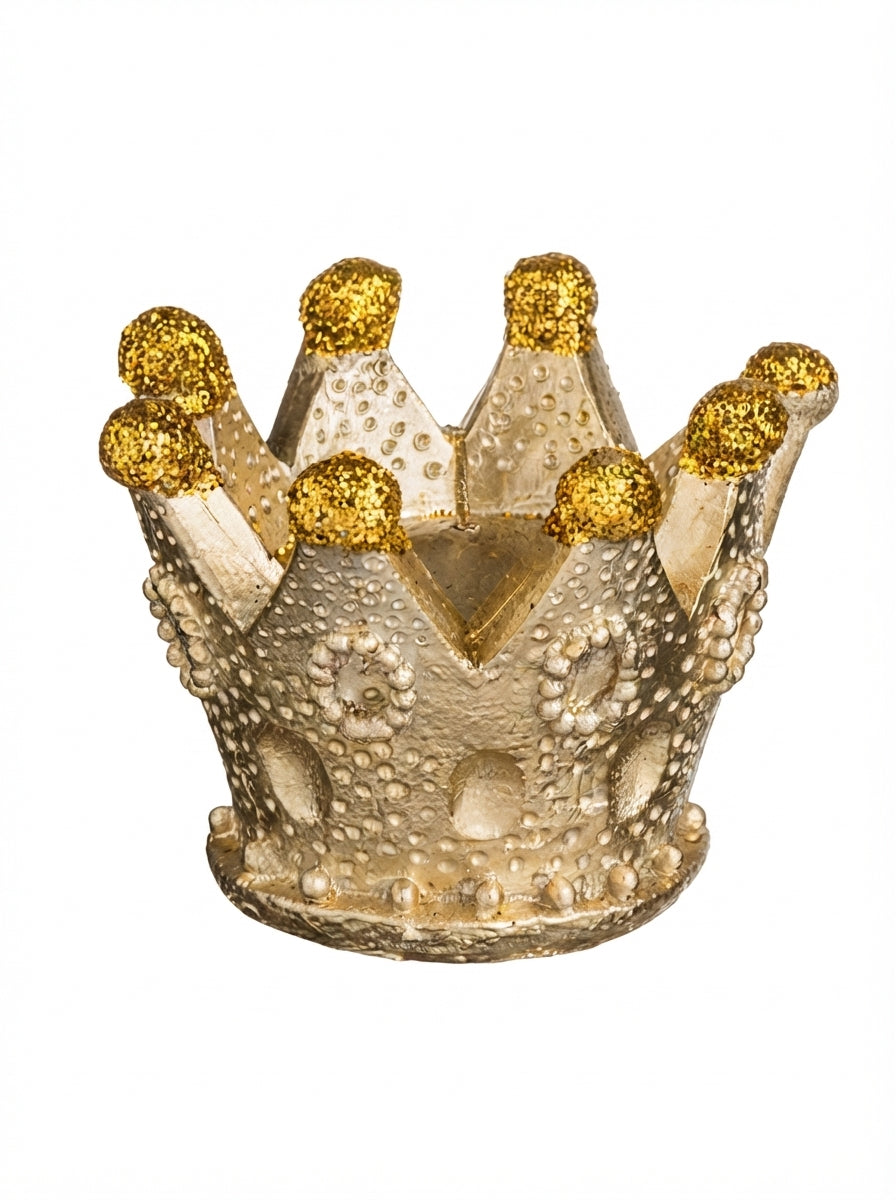 Golden Crown Glitter 3D Dekoratif Yılbaşı Mumu