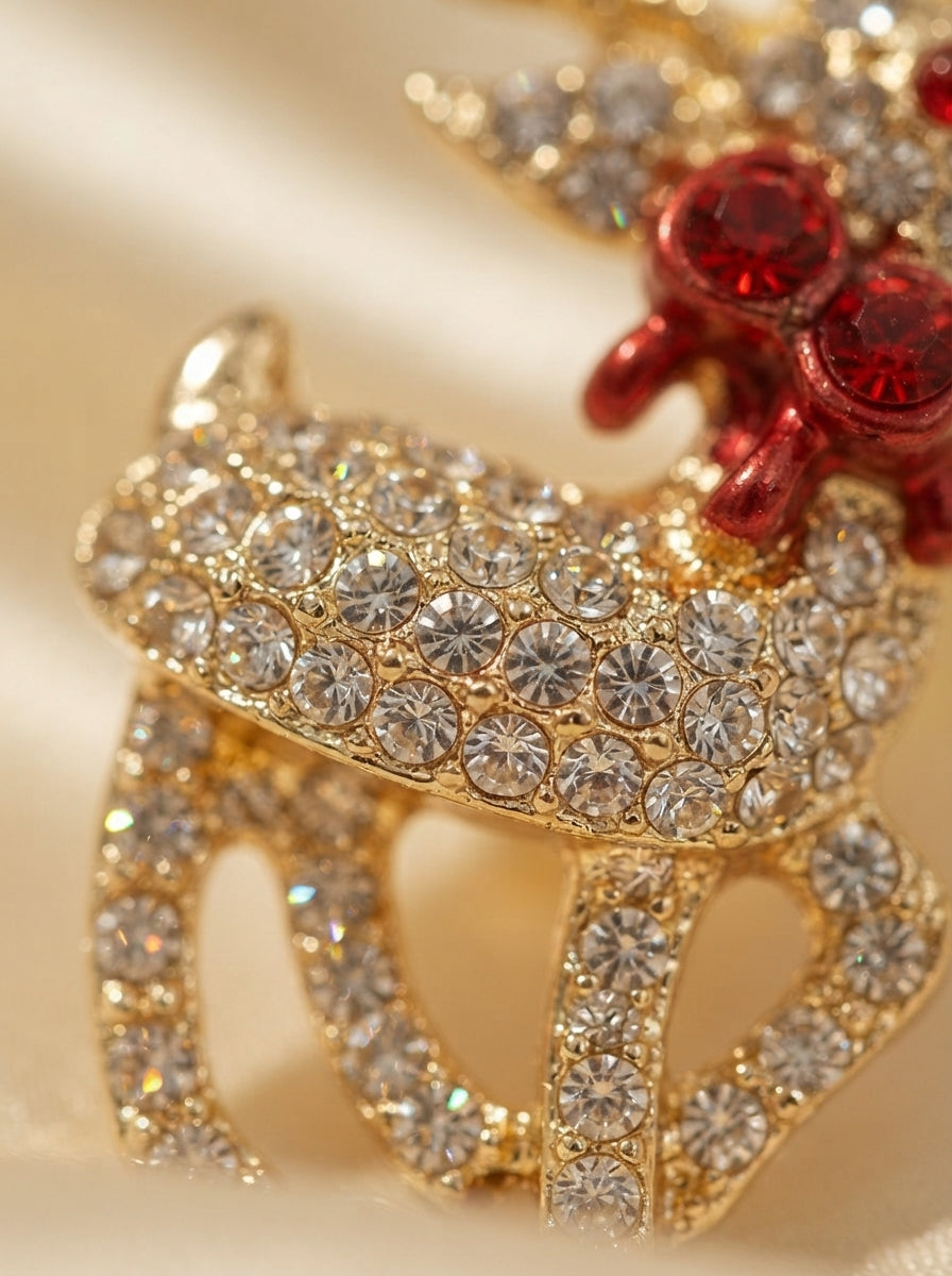 Rudolph Crystal Gold Ren Geyiği Küpe