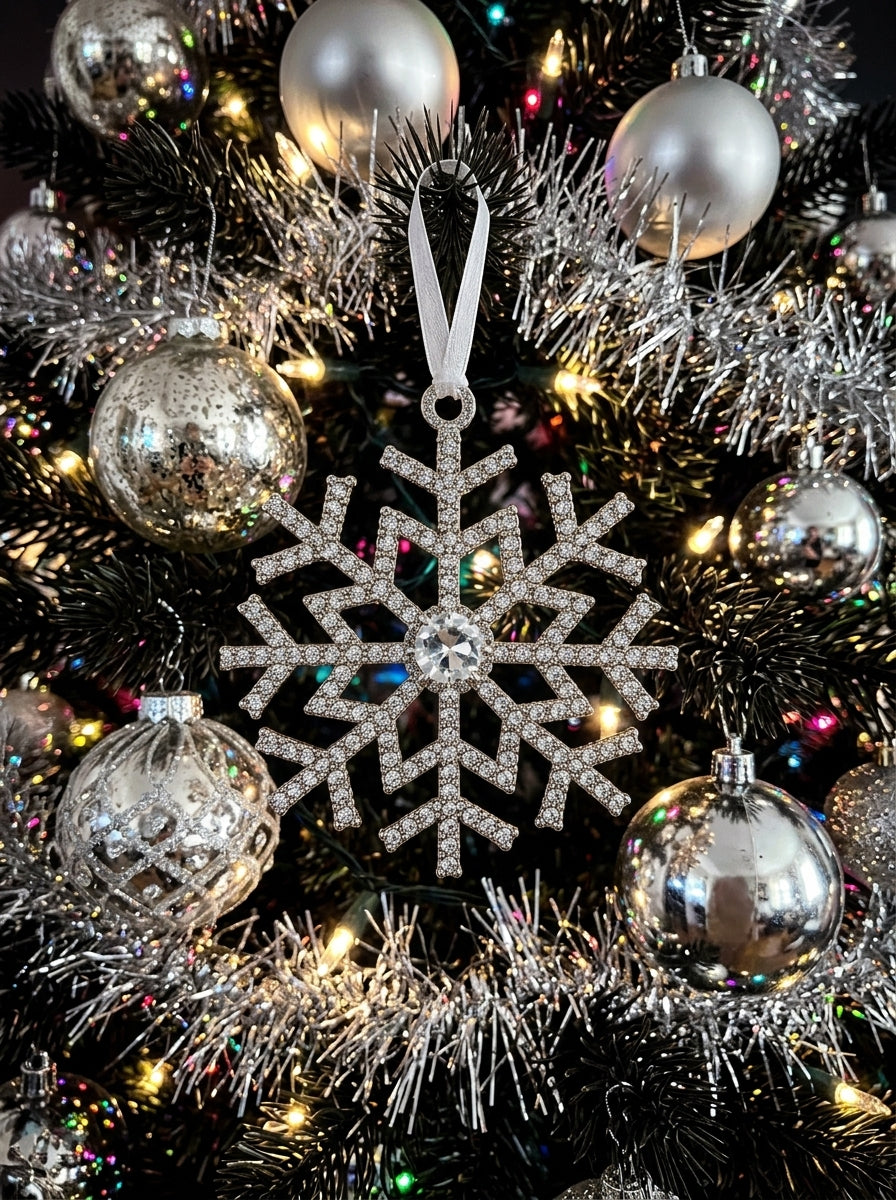 Silver Crystal Snowflake Yılbaşı Ağacı Süsü