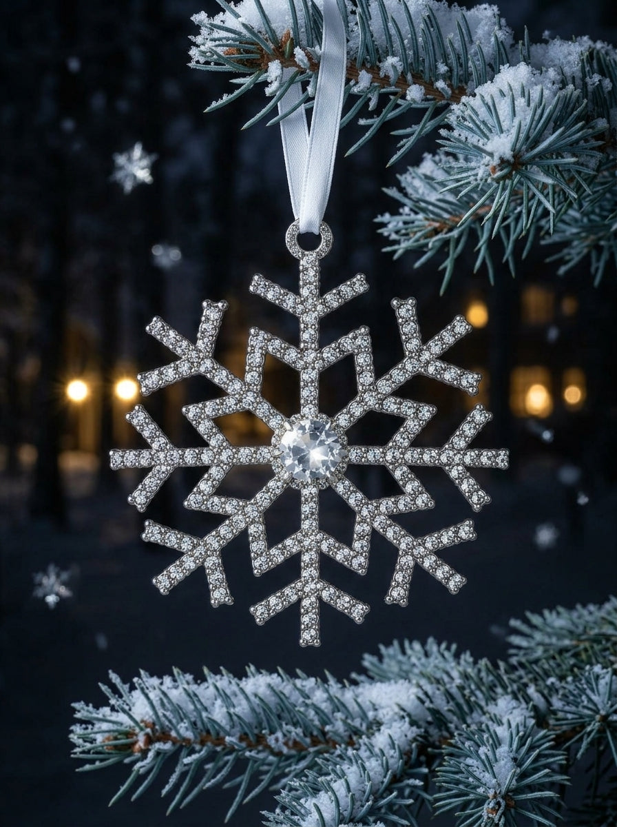 Silver Crystal Snowflake Yılbaşı Ağacı Süsü