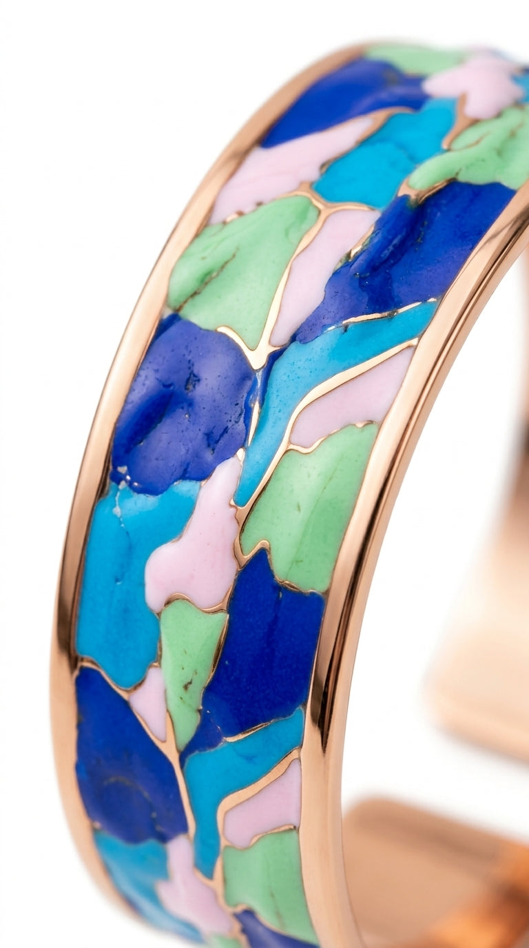 Enamel Bileklik Yüzük Set – Blue&White