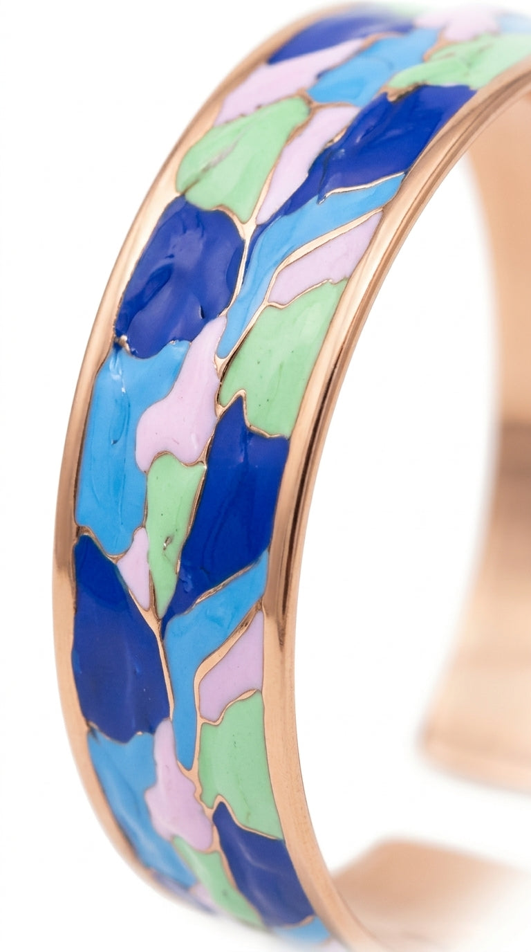 Enamel Bileklik Yüzük Set – Blue & Pink