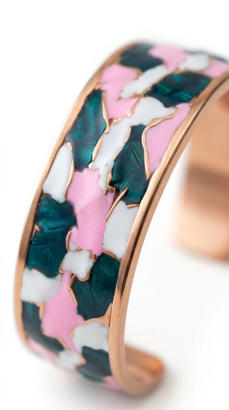 Enamel Bileklik- Green-Pink