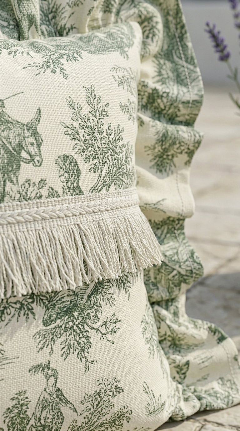 Toile Verde Ruffle Kırlent