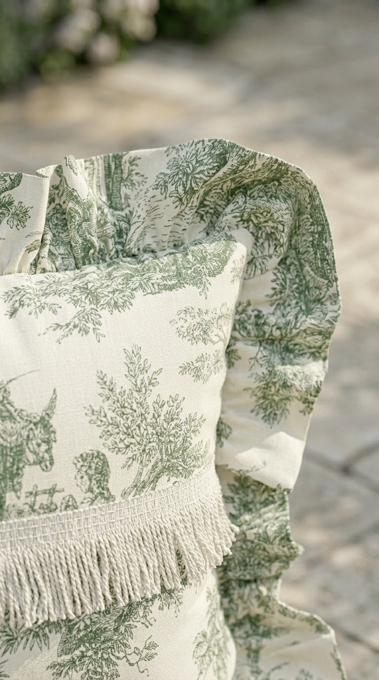 وسادة ruffle خضراء توال