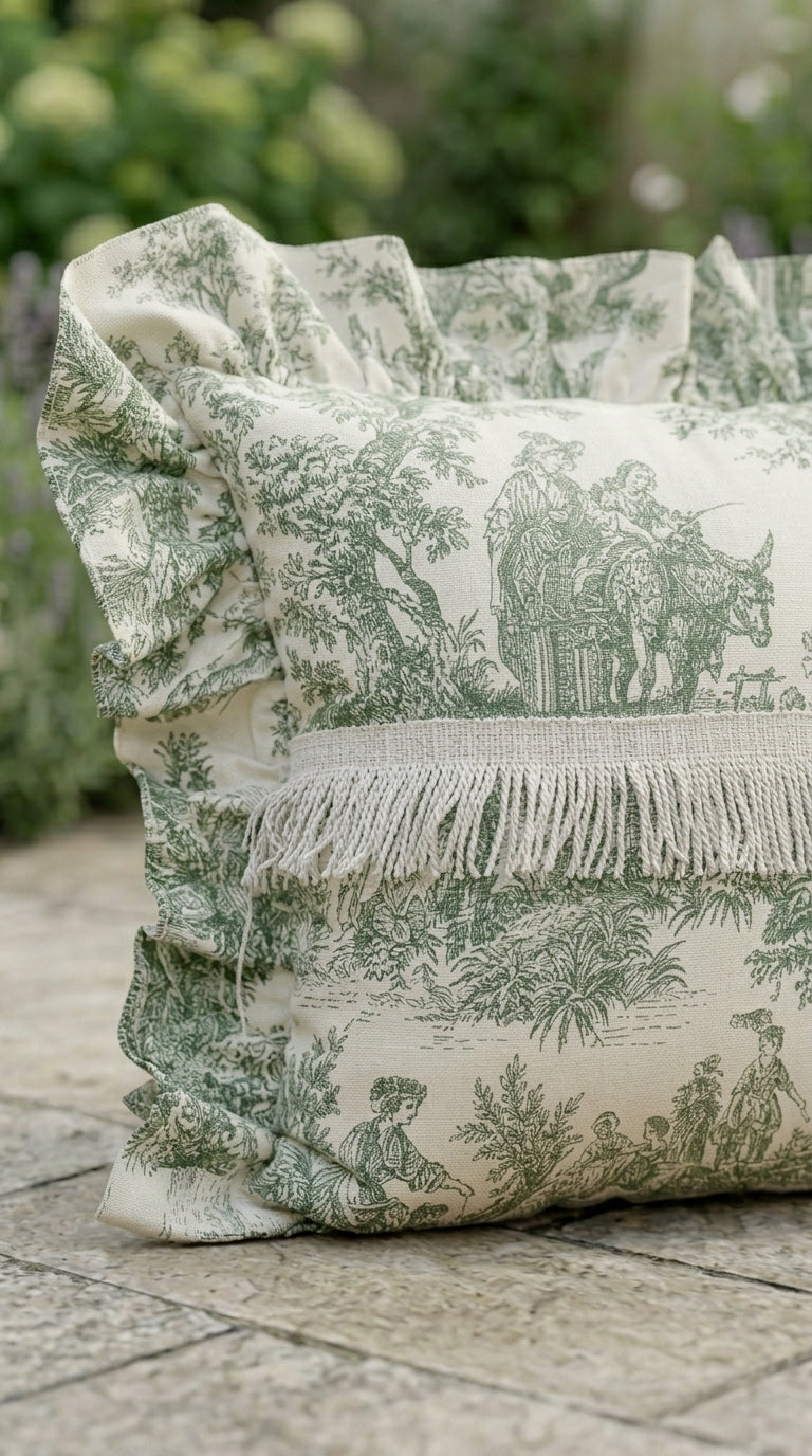 وسادة ruffle خضراء توال