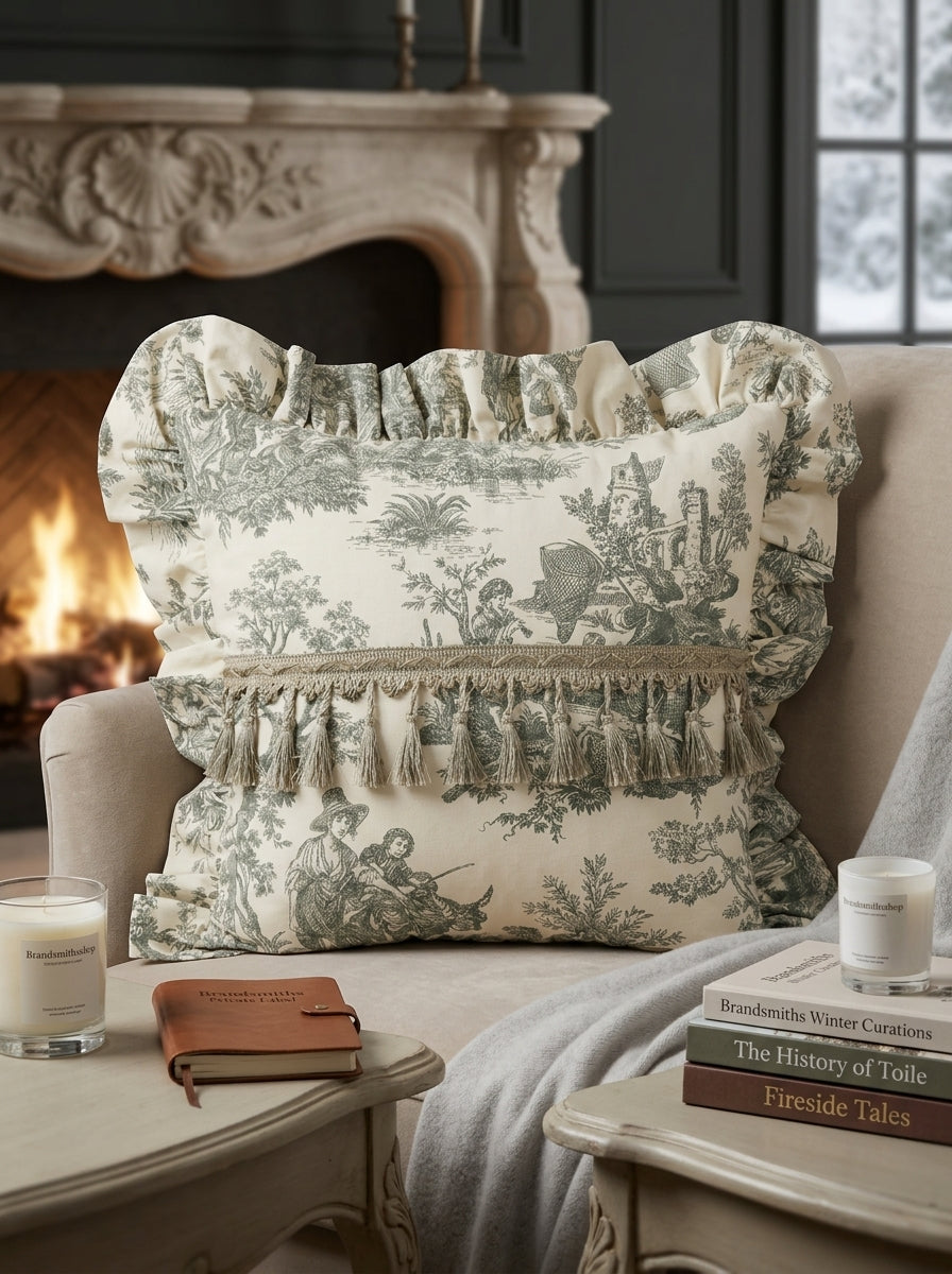 Toile Verde Ruffle Yastık