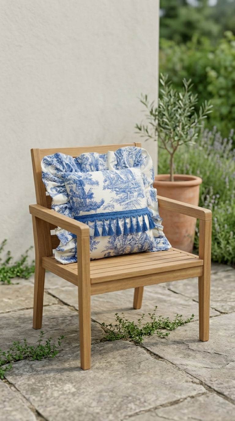 Toile Azure Ruffle Kırlent