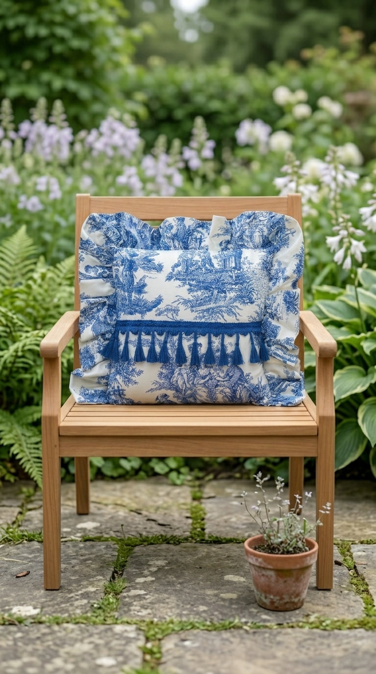 Toile Azure Ruffle Kırlent