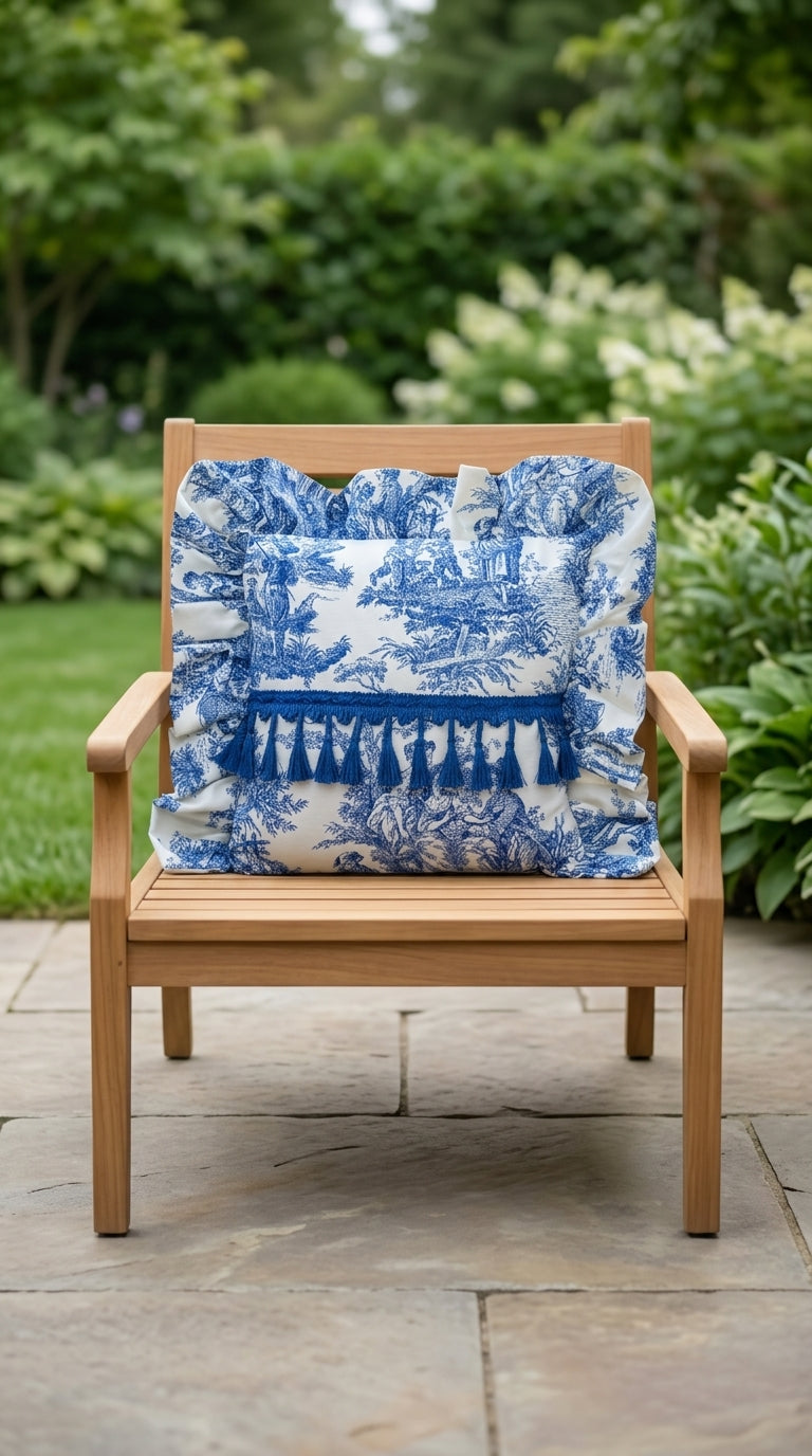 Toile Azure Ruffle Kırlent