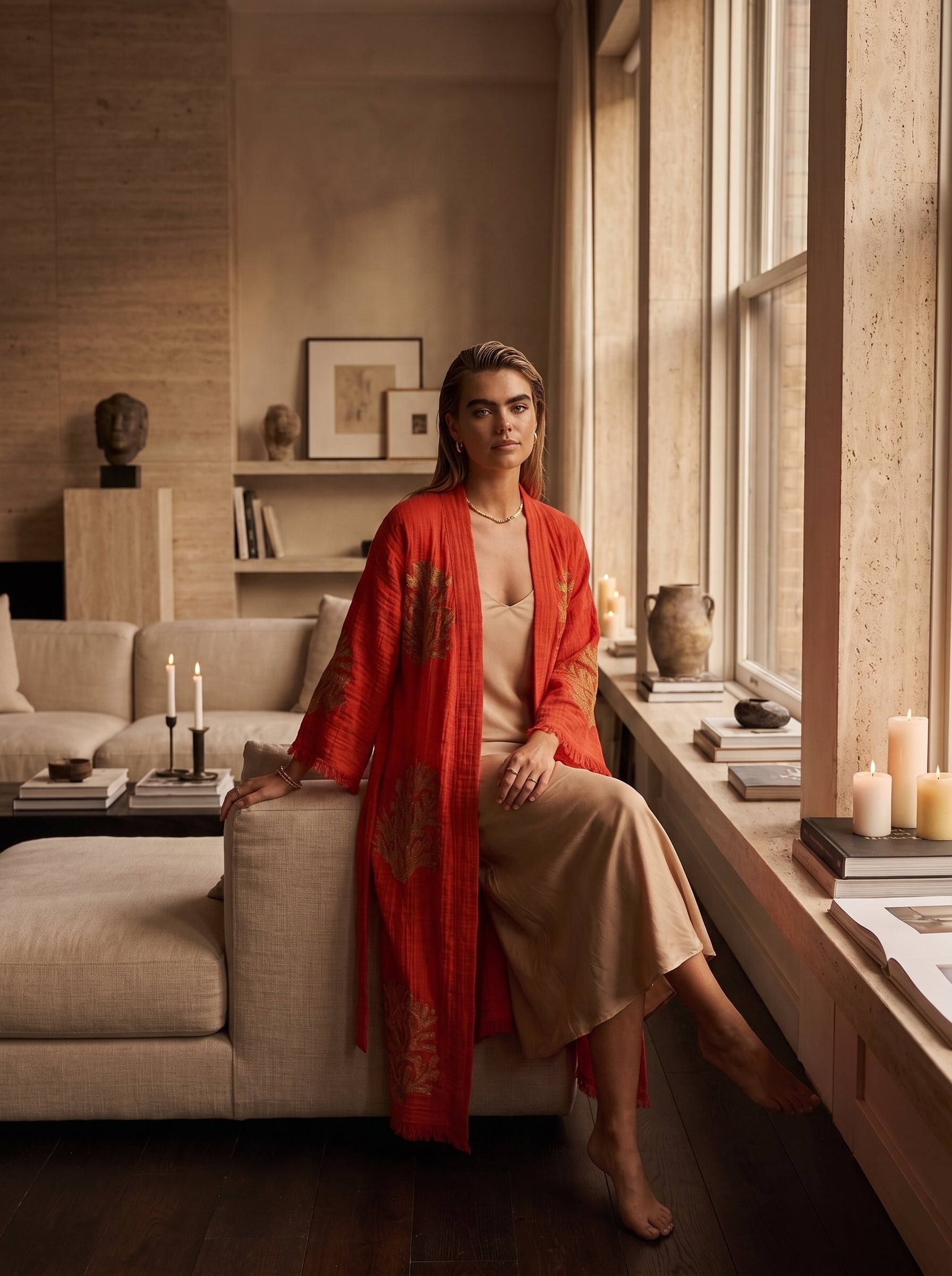 Red Ethereal Coral Kimono