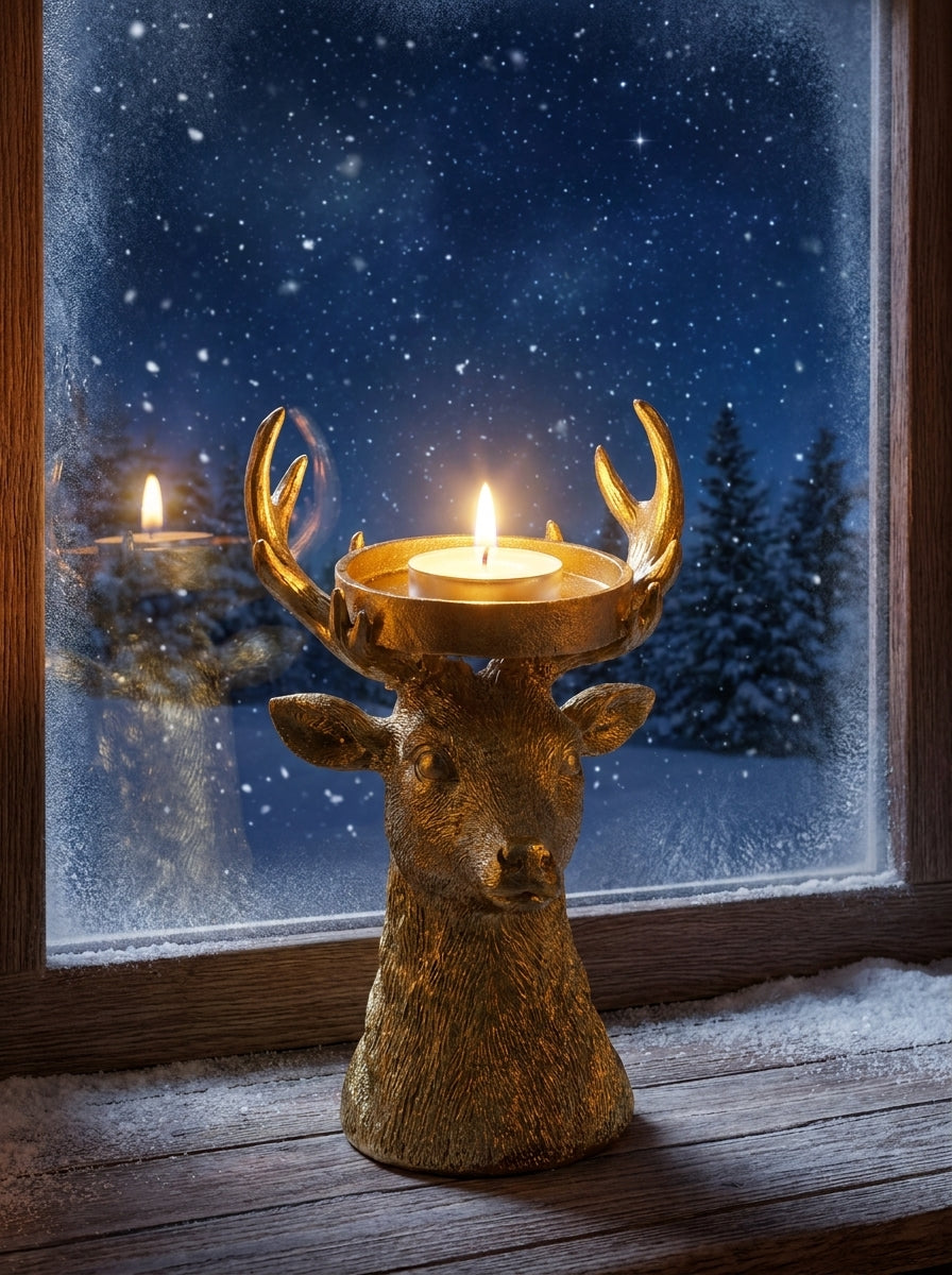 Golden Reindeer Yılbaşı Mumluğu