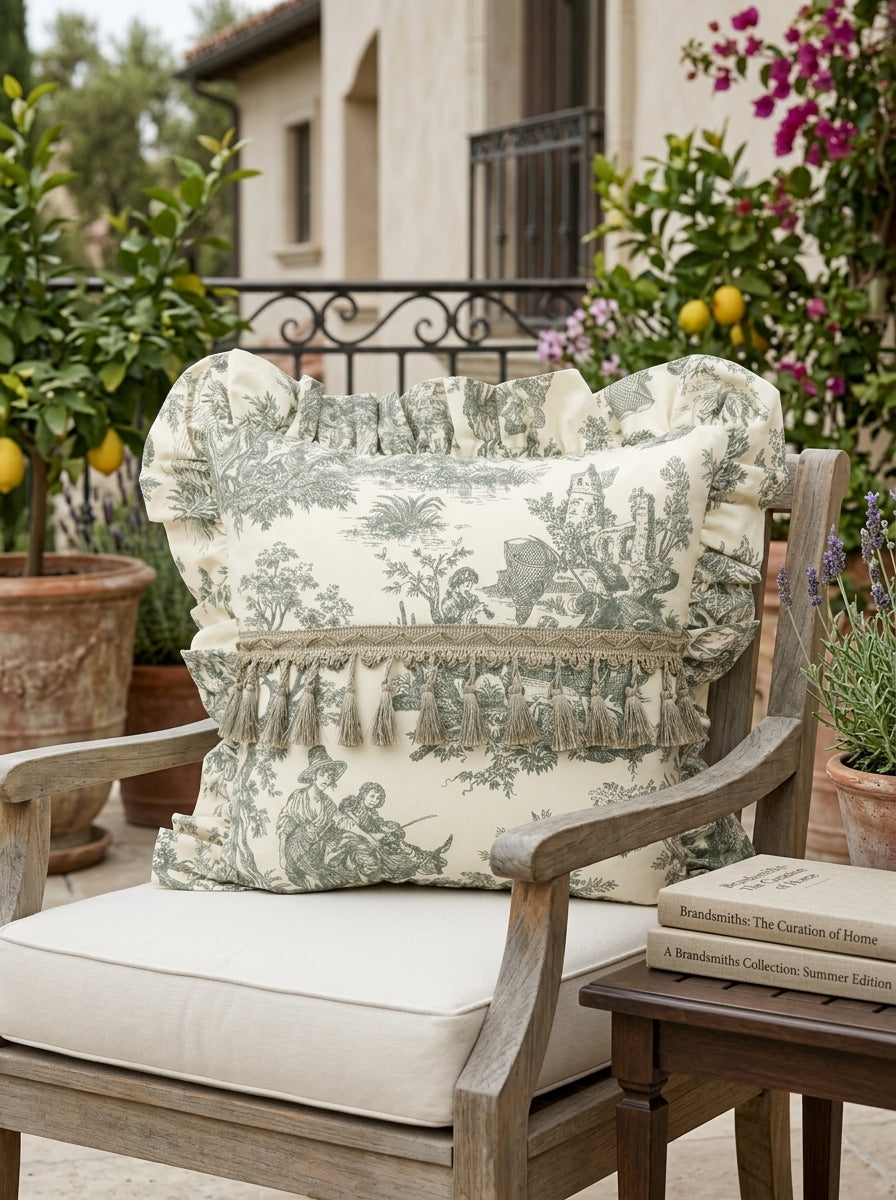 Toile Verde Ruffle Yastık