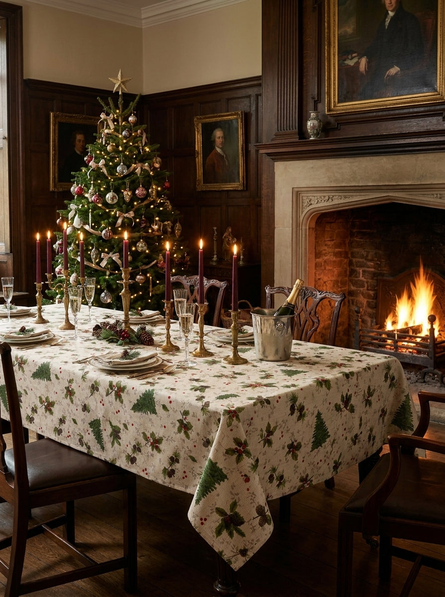 Christmas Forest Gold Dekoratif Yılbaşı Masa Örtüsü