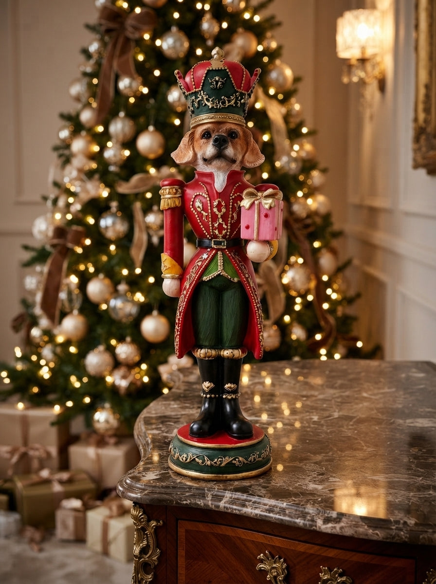 Royal Christmas Dog Dekoratif Figür - 37 CM