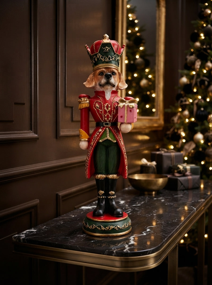 Royal Christmas Dog Dekoratif Figür - 37 CM