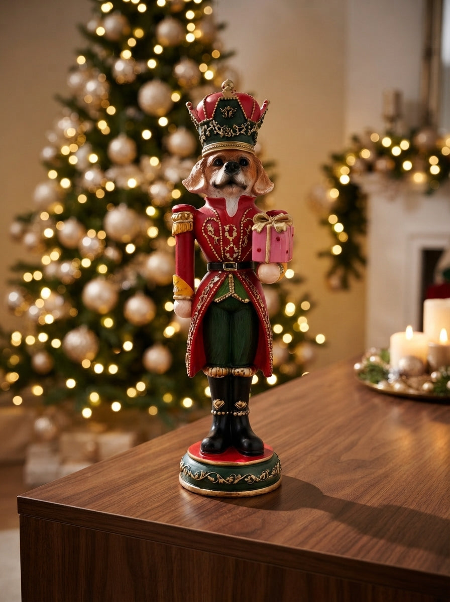 Royal Christmas Dog Dekoratif Figür - 37 CM