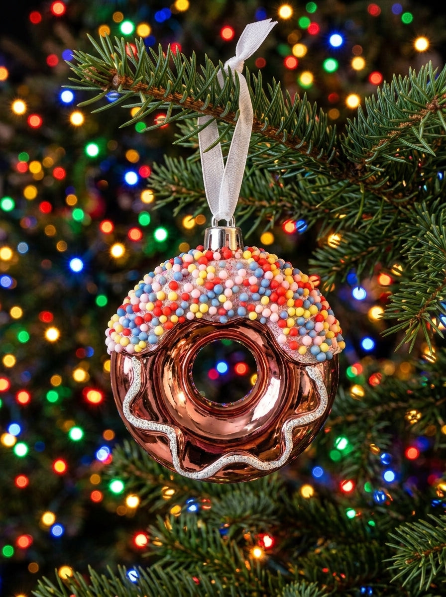 Candy Sprinkle Rose Gold Donut Yılbaşı Ağacı Süsü