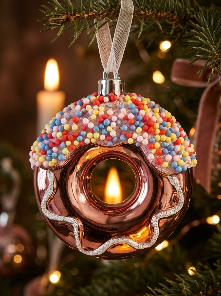 Candy Sprinkle Rose Gold Donut Yılbaşı Ağacı Süsü