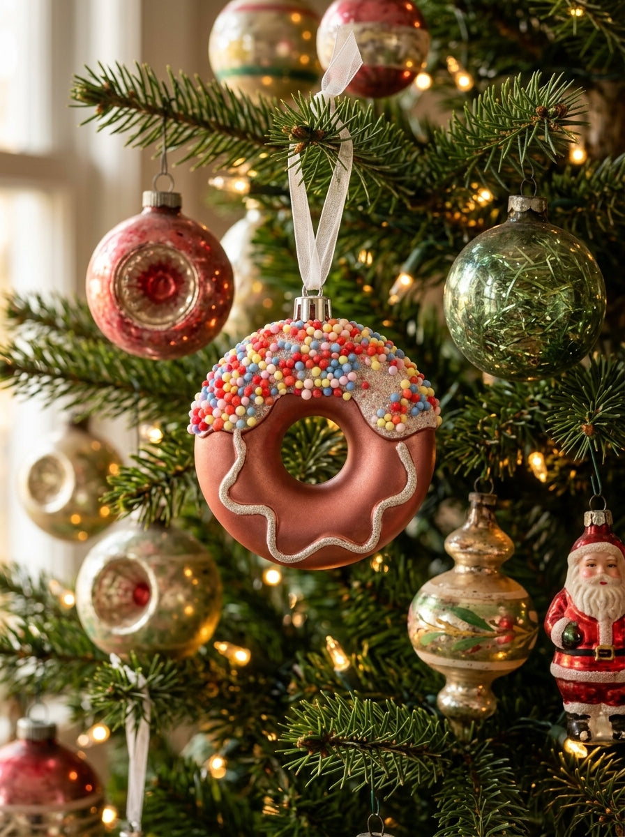 Candy Sprinkle Matte Rose Gold Donut Yılbaşı Ağacı Süsü