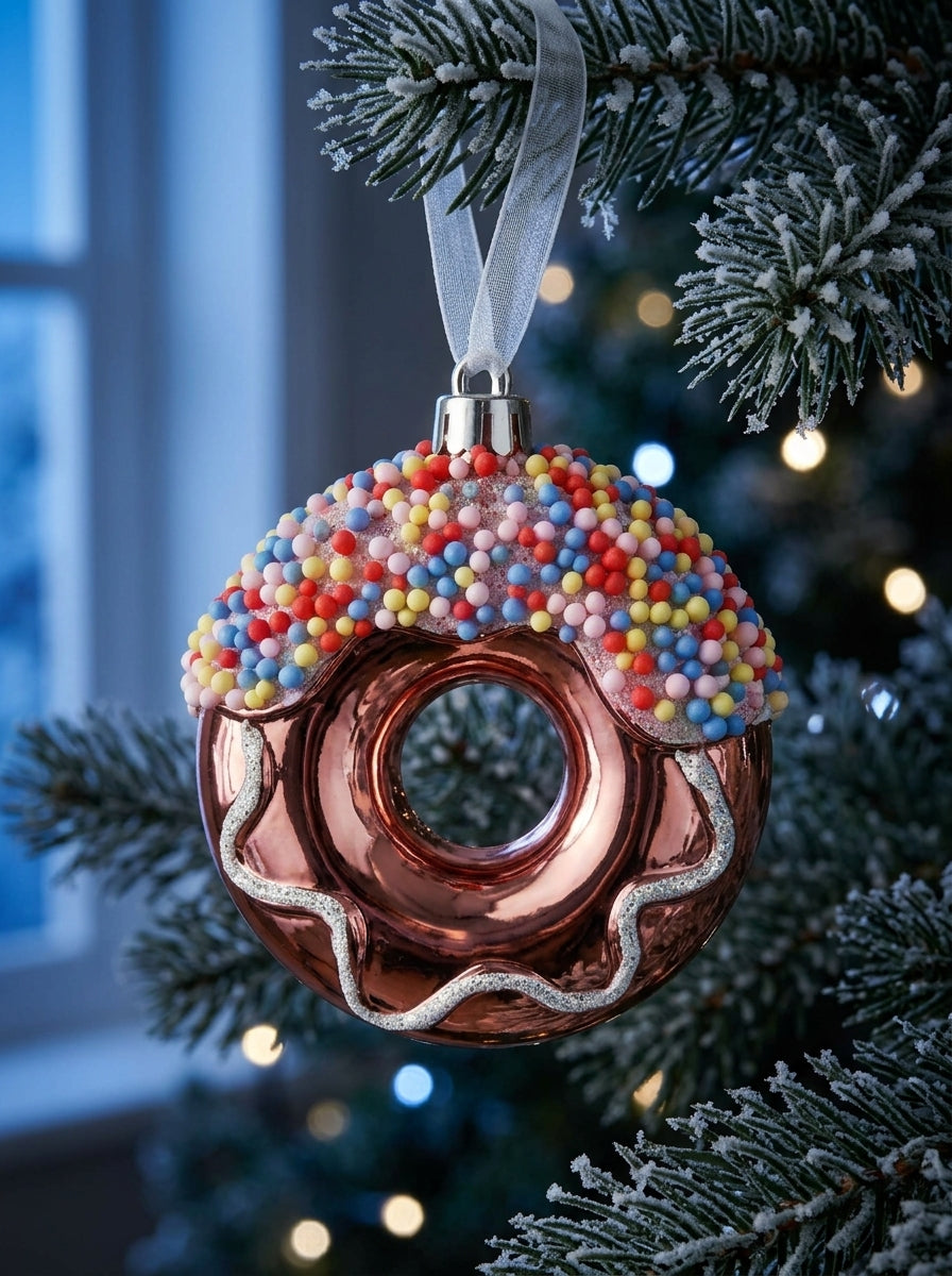 Candy Sprinkle Rose Gold Donut Yılbaşı Ağacı Süsü