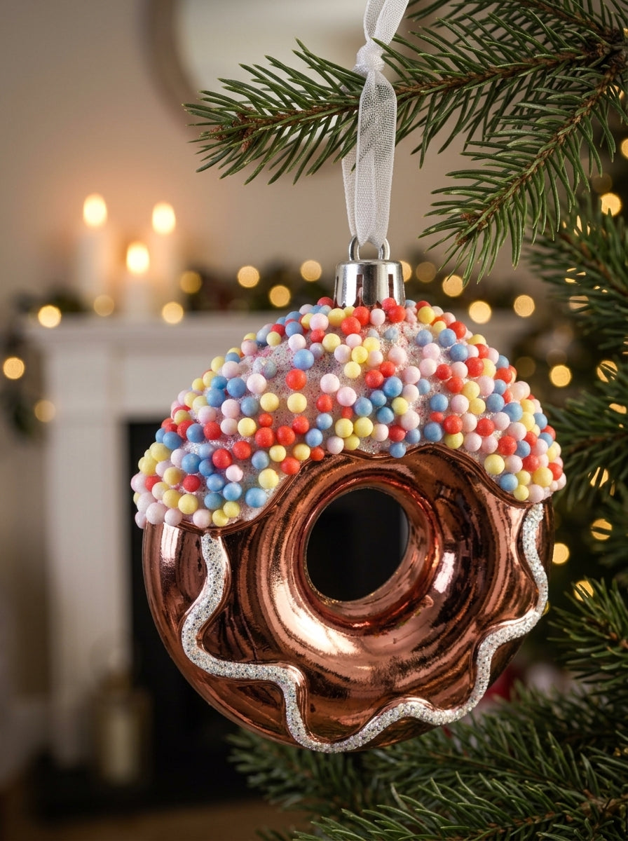 Candy Sprinkle Rose Gold Donut Yılbaşı Ağacı Süsü