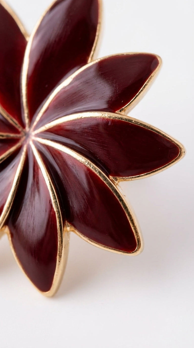 Burgundy Çiçek Küpe
