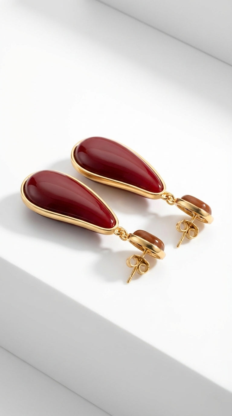 Burgundy Damla Küpe