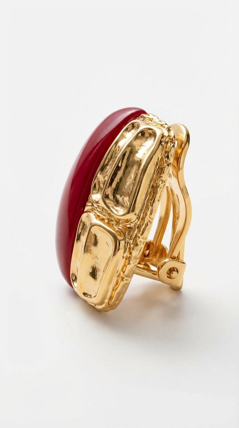 Burgundy & Gold İkili Küpe