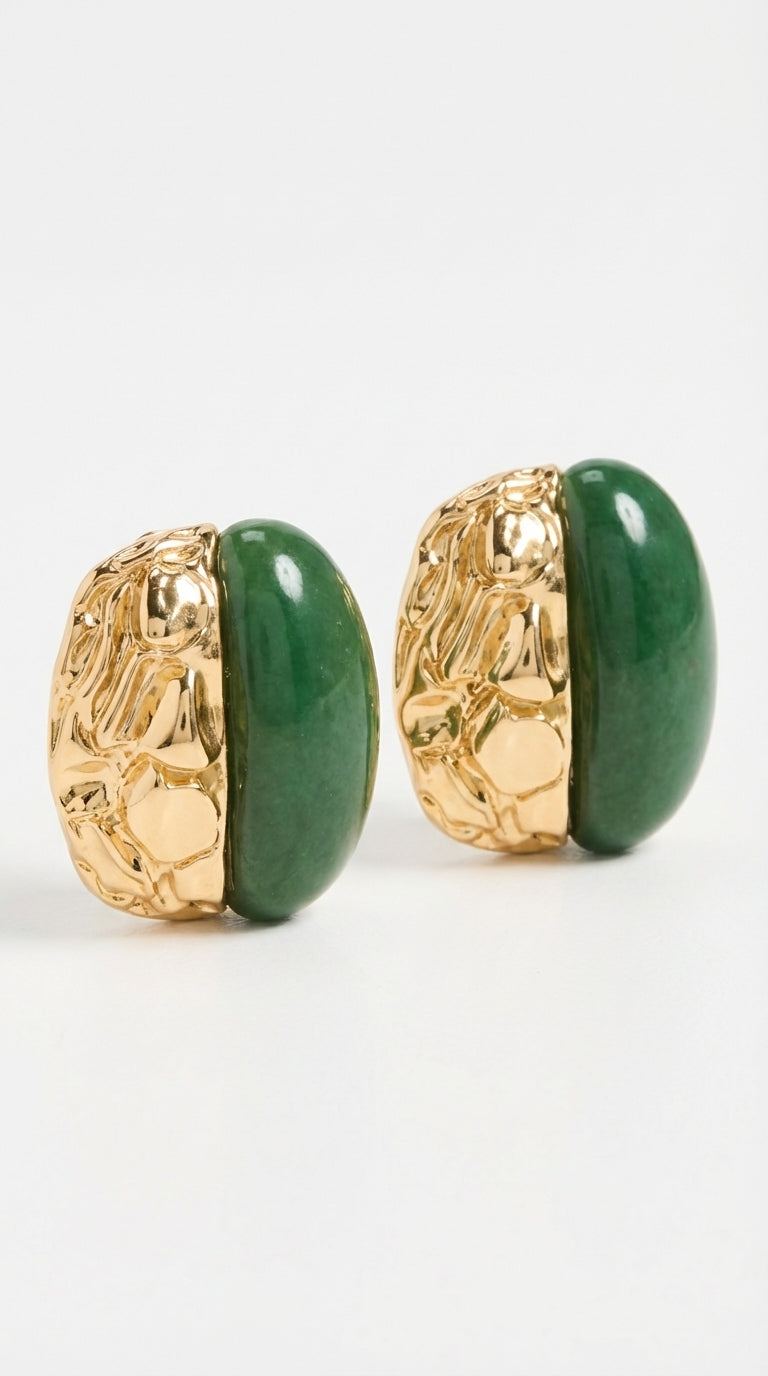 Emarald& Gold İkili Küpe