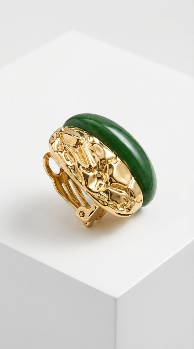 Emarald& Gold İkili Küpe