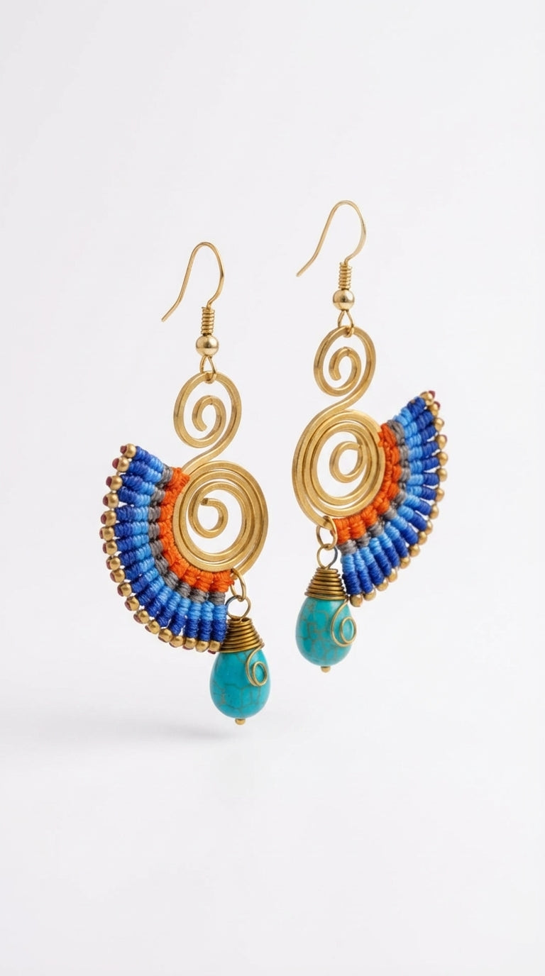 Handmade Brass Macrame Earrings