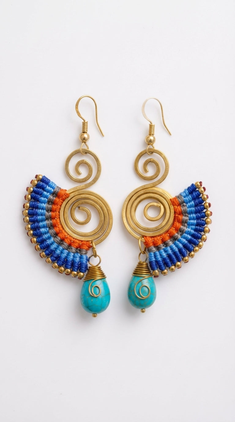 Handmade Brass Macrame Earrings