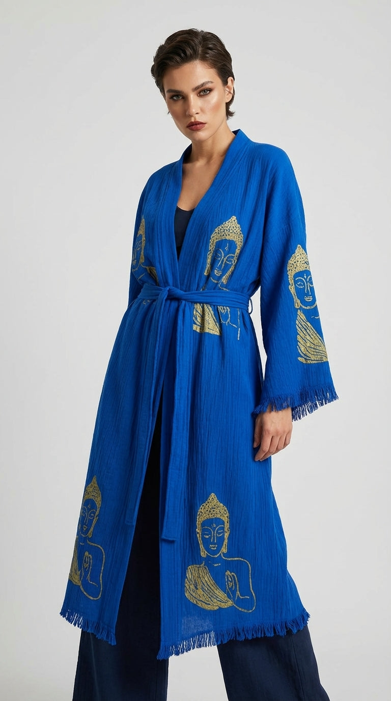 Blue Serenity Buddha Kimono