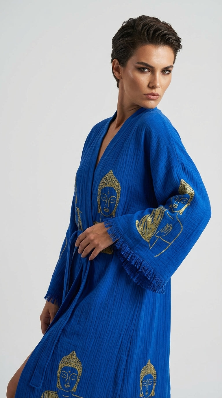Blue Serenity Buddha Kimono