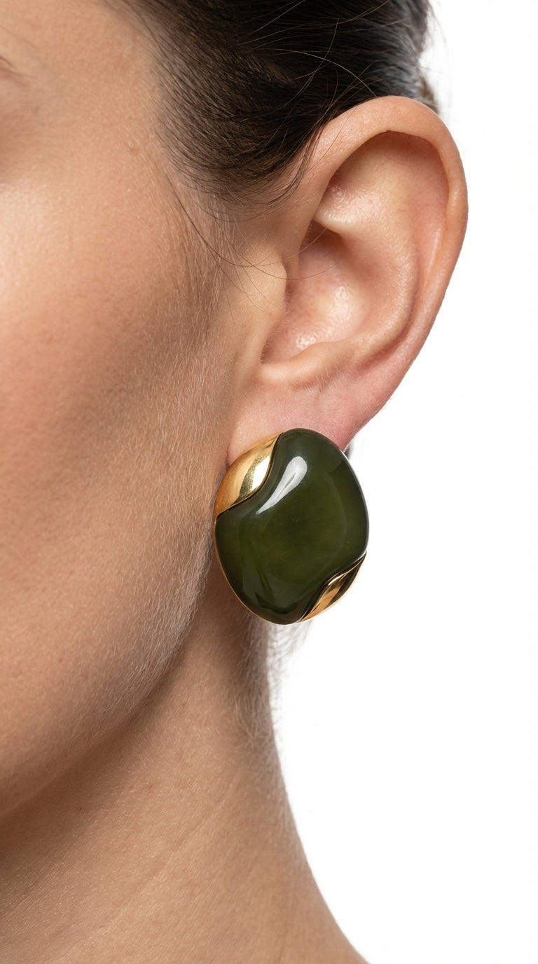 Yeşil Taşlı Küpe