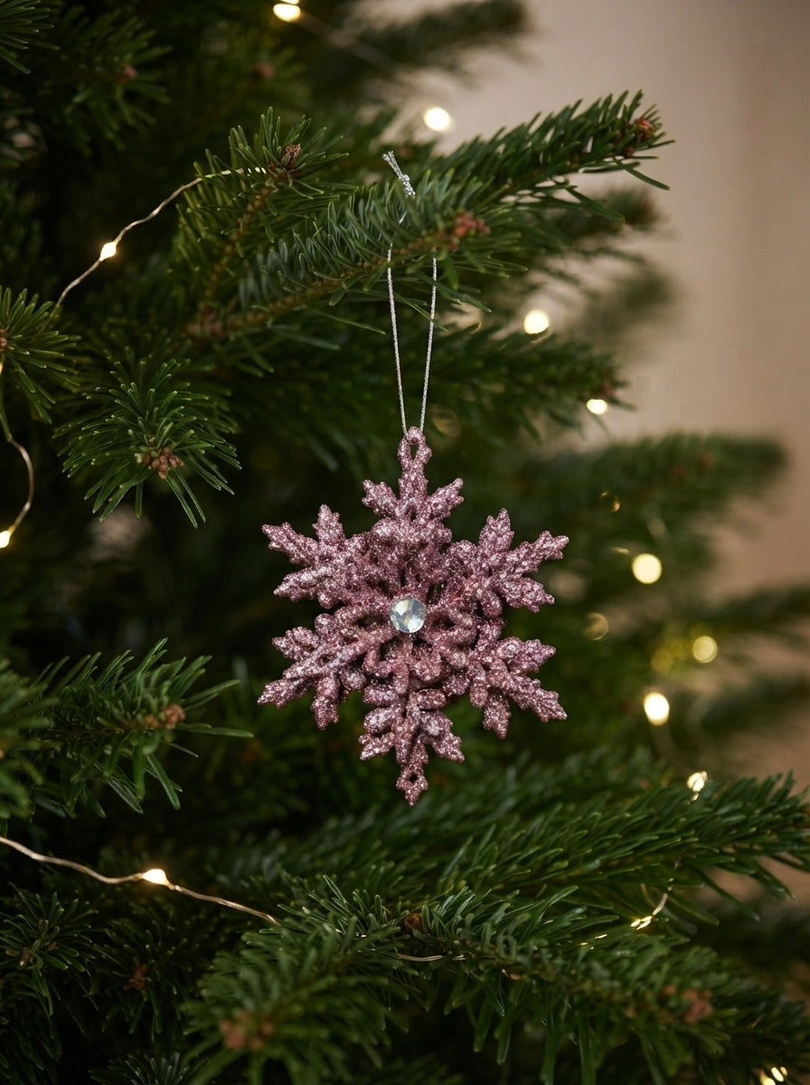 Rose Crystal Snowflake Yılbaşı Ağaç Süsü - 12 CM