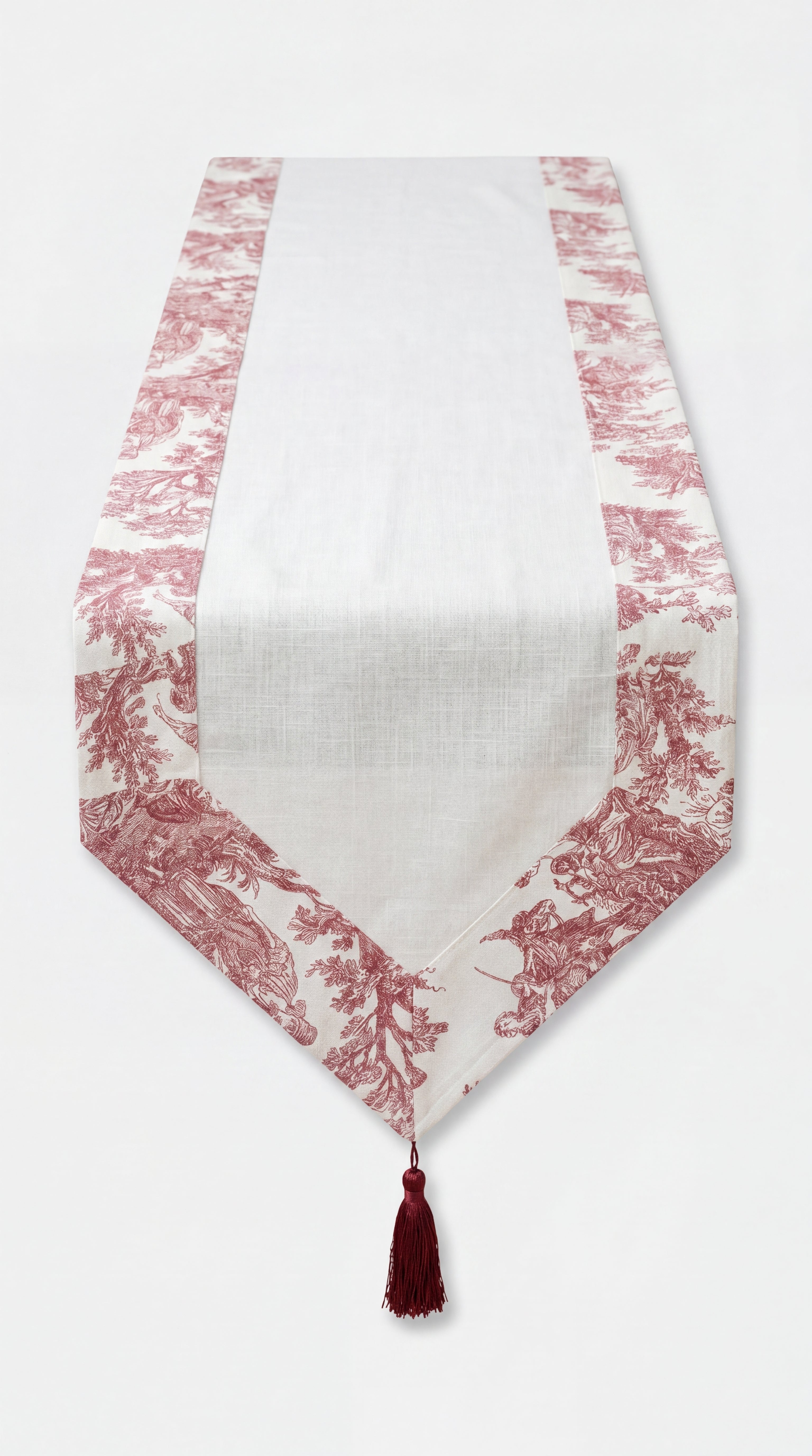 Toile Burgundy Panel Runner