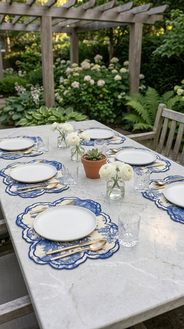 Toile Azure Embroidered Amerikan Servis