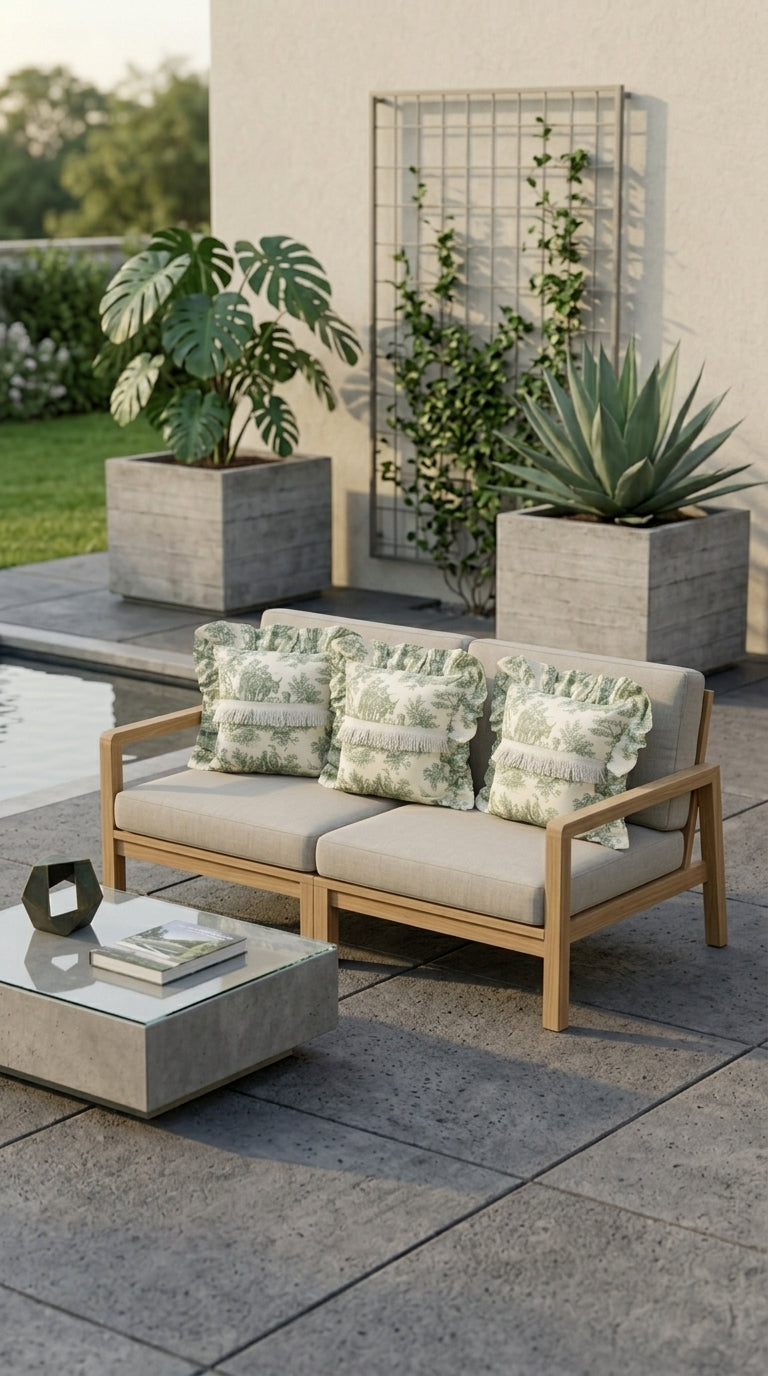 وسادة ruffle خضراء توال
