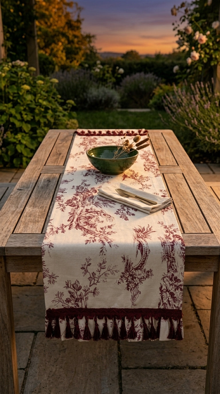 Toilea Burgundy Ruffle Runner