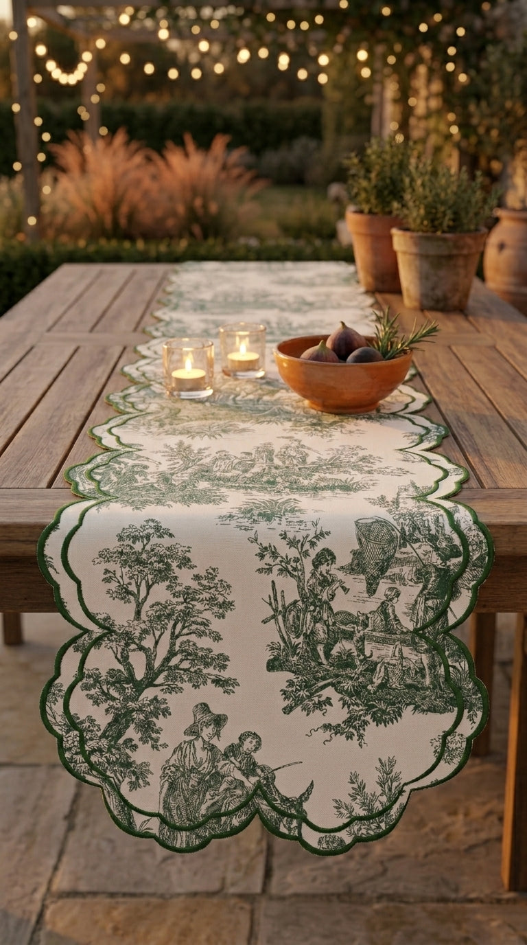 Toilea Verde Embroidered Runner