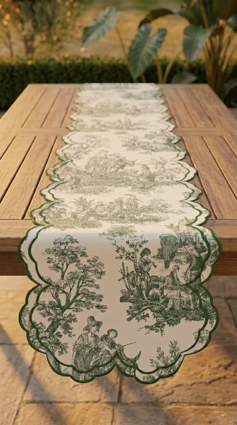 Toilea Verde Embroidered Runner