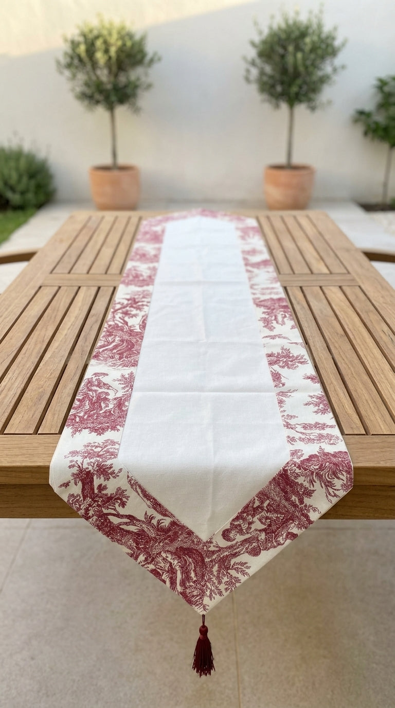 Toile Bugundy Panel Runner