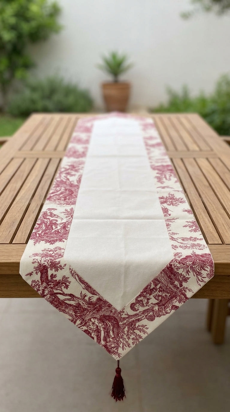 Toile Bugundy Panel Runner